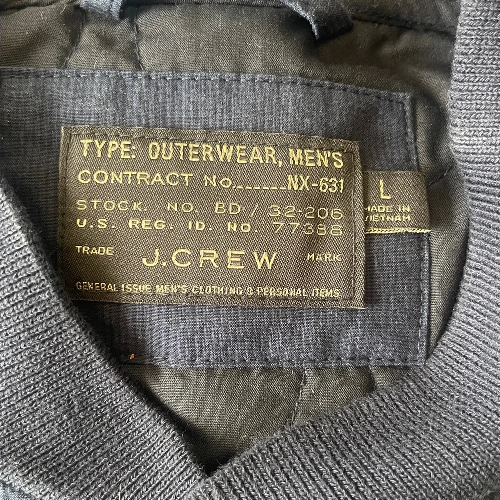 J. Crew Navy Onion-quilted insulated bomber jacket Chore Farm Men's Large‎